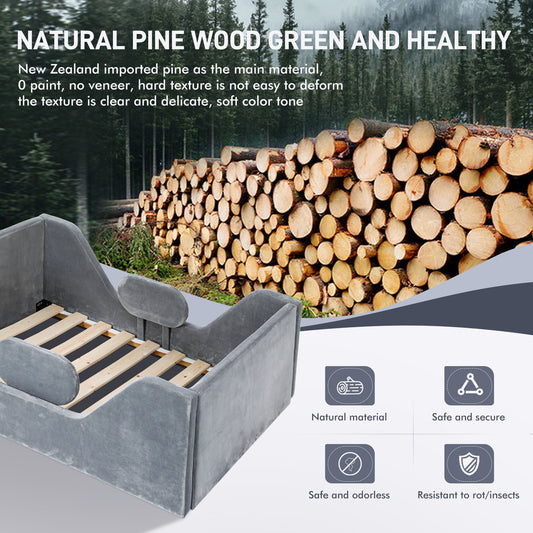 weeonekids Toddler Bed, Child Bed for Kids with Extra Safty Broad, Standard Crib Size Toddler Bed, Certified Fabric Toddler Beds,Toddler Flood Bed