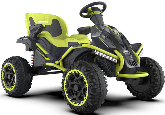 24V Ride on Toy For Big Kids, Kids' Electric Vehicles Outdoor Race Toy with 4 Strong Motors Total 300W Bluetooth Speaker and 24V 7AH Big Battery, Adjustable Seat, Electric Cars for Children 3-12