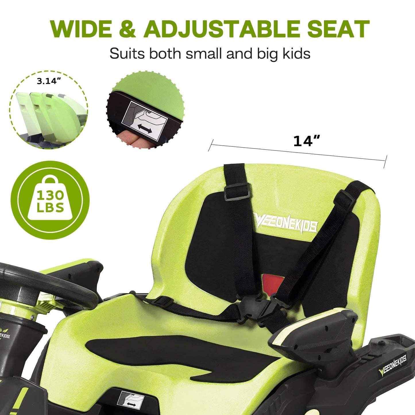 Feature detail for Weeonekids 24V kids electric ride-on race car