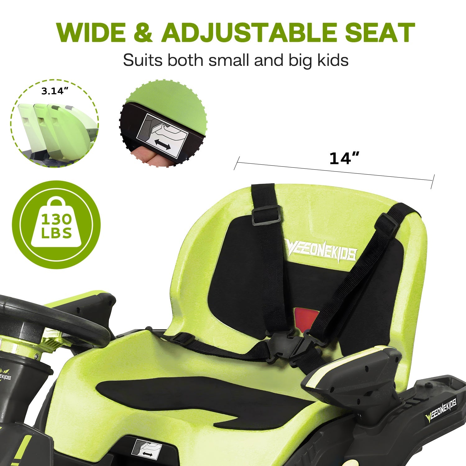 Feature detail for Weeonekids 24V kids electric ride-on race car