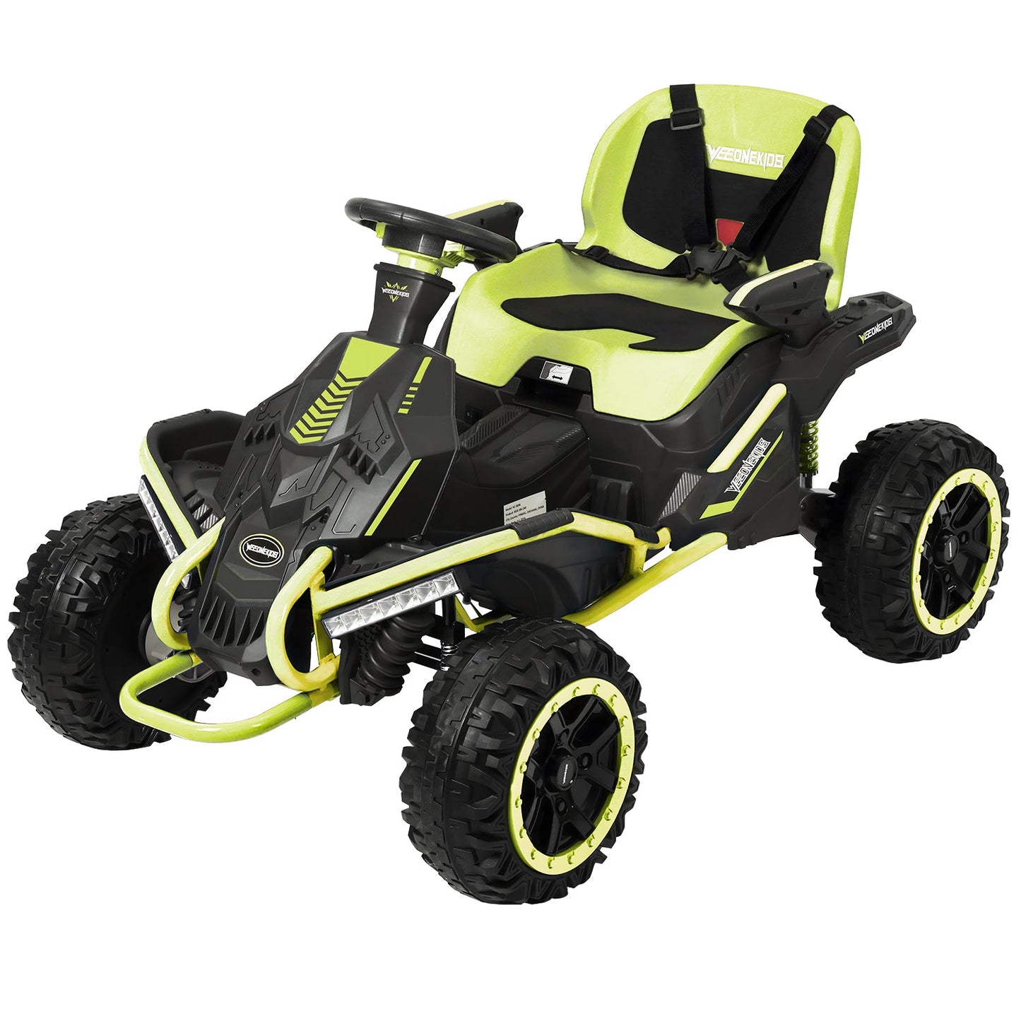 Weeonekids 24V single-seat kids electric ride-on race car in green front view