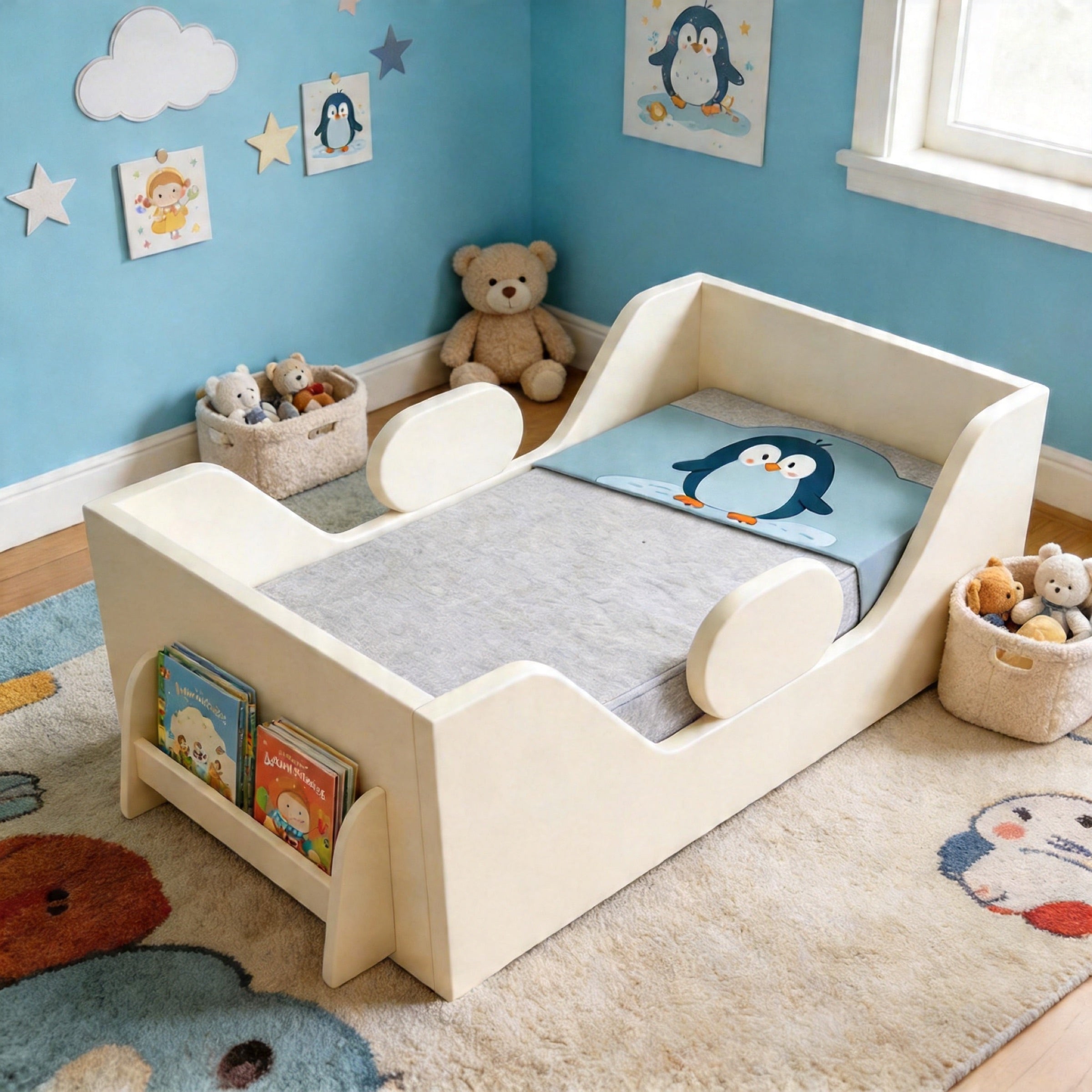 A gentle first big-kid bed
